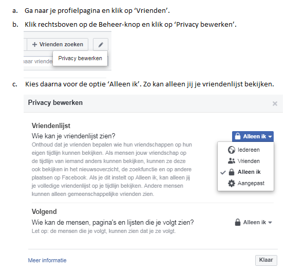 Screenshot Facebook privacy bewerken