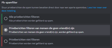 Instellen spamfiler Discord